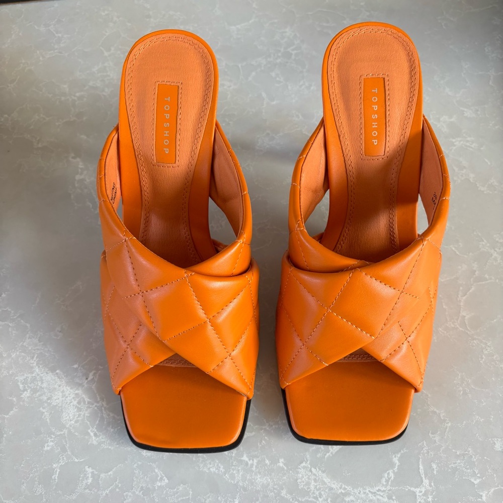 Skyla Topshop Orange Quilted Women's Heels